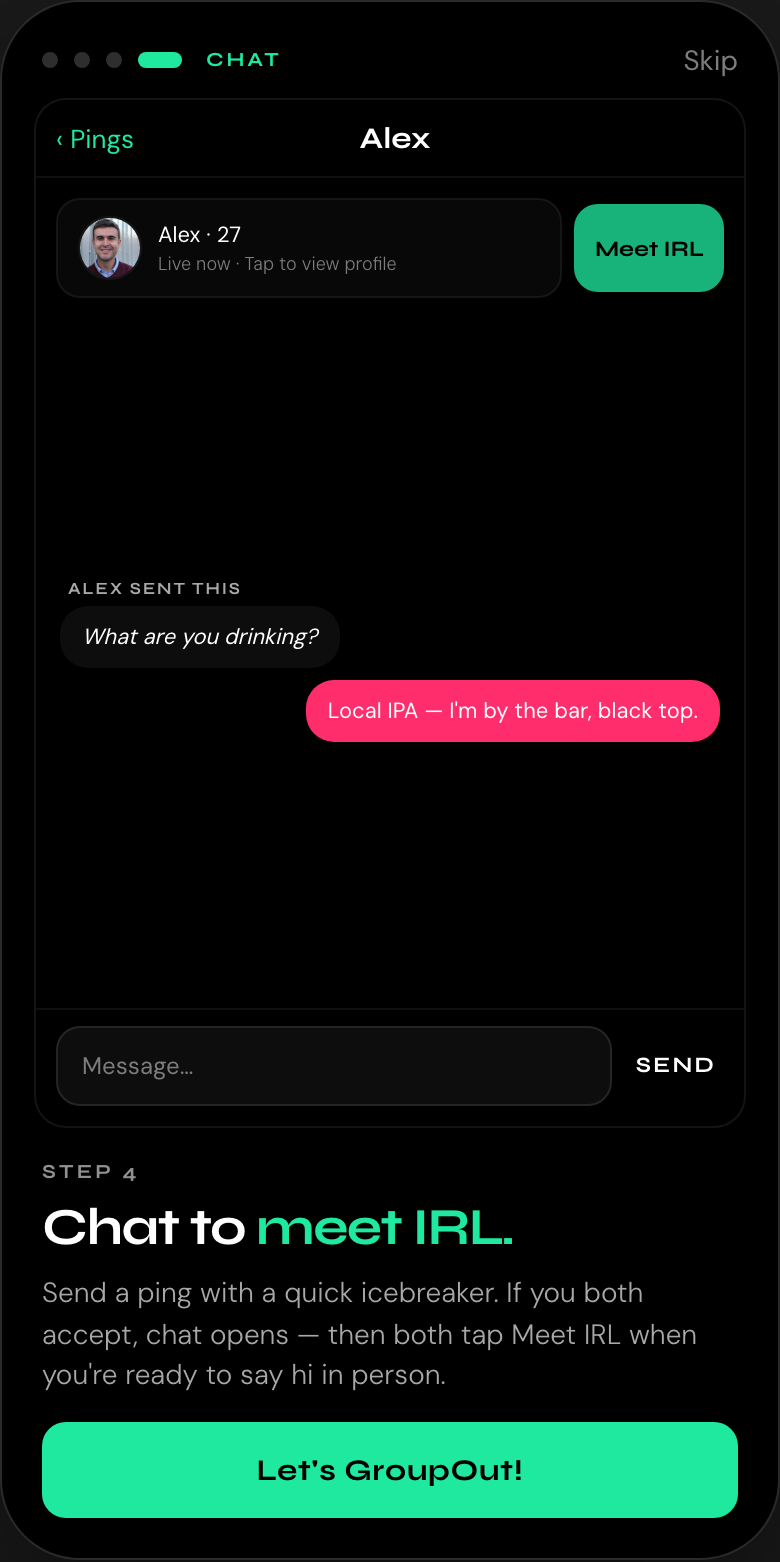 Ping and chat to meet in person